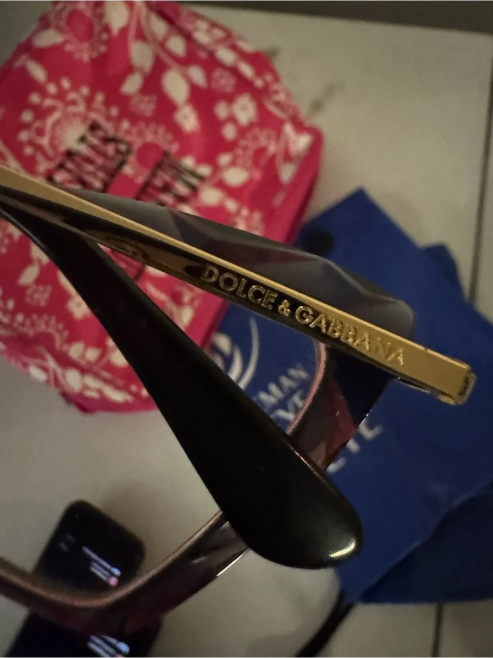 Dolce & Gabbana Tortoiseshell Cat-Eye Beveled Glasses with Gold Accents